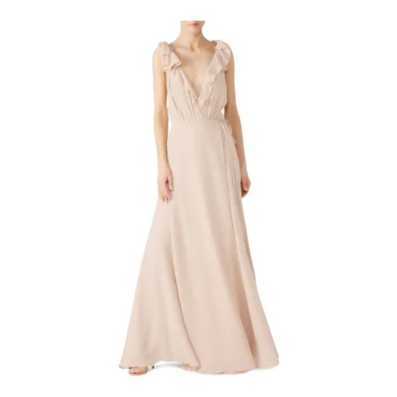 Reformation Dresses & Skirts - Reformation Peppermint Ruffle Plunge Neckline Women Size XS Maxi Wrap Pink NWOT